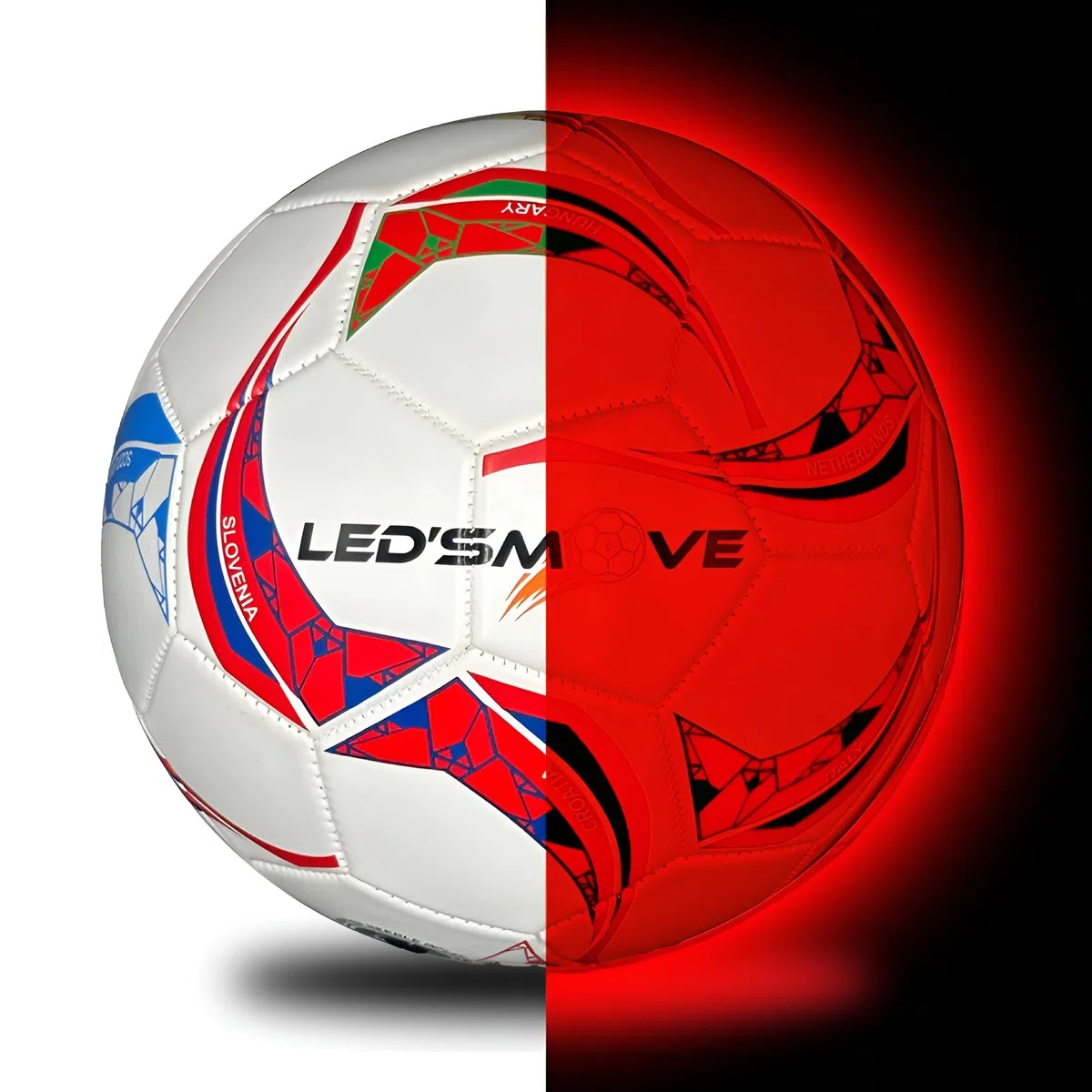 LED'S MOVE - Pallone da calcio luminoso a LED - Pallone da calcio luminoso con luce - Glow in The Dark - Giocattolo luminoso - Palloncino luminoso misura 5 - Modello LS2 tradizionale
