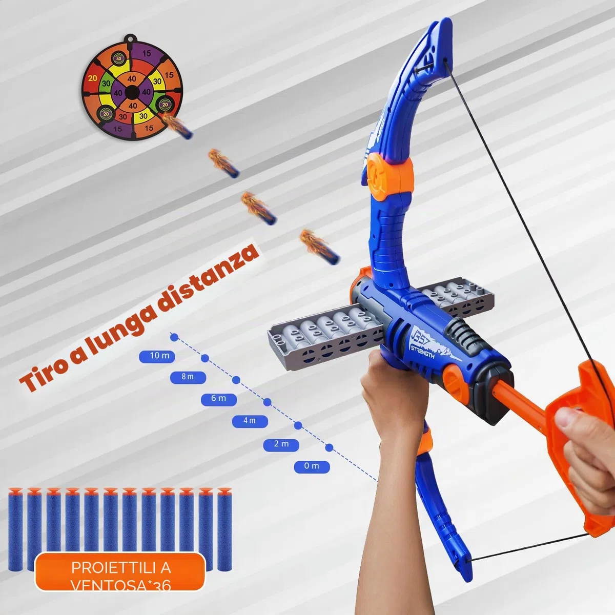 Set di frecce e arco per bambini, compatibile con palline per pistola nerf, 12 freccette clip shot, sfera in schiuma, giocattolo tiro con l'arco con 36 frecce in schiuma per ragazzi e ragazze, regali