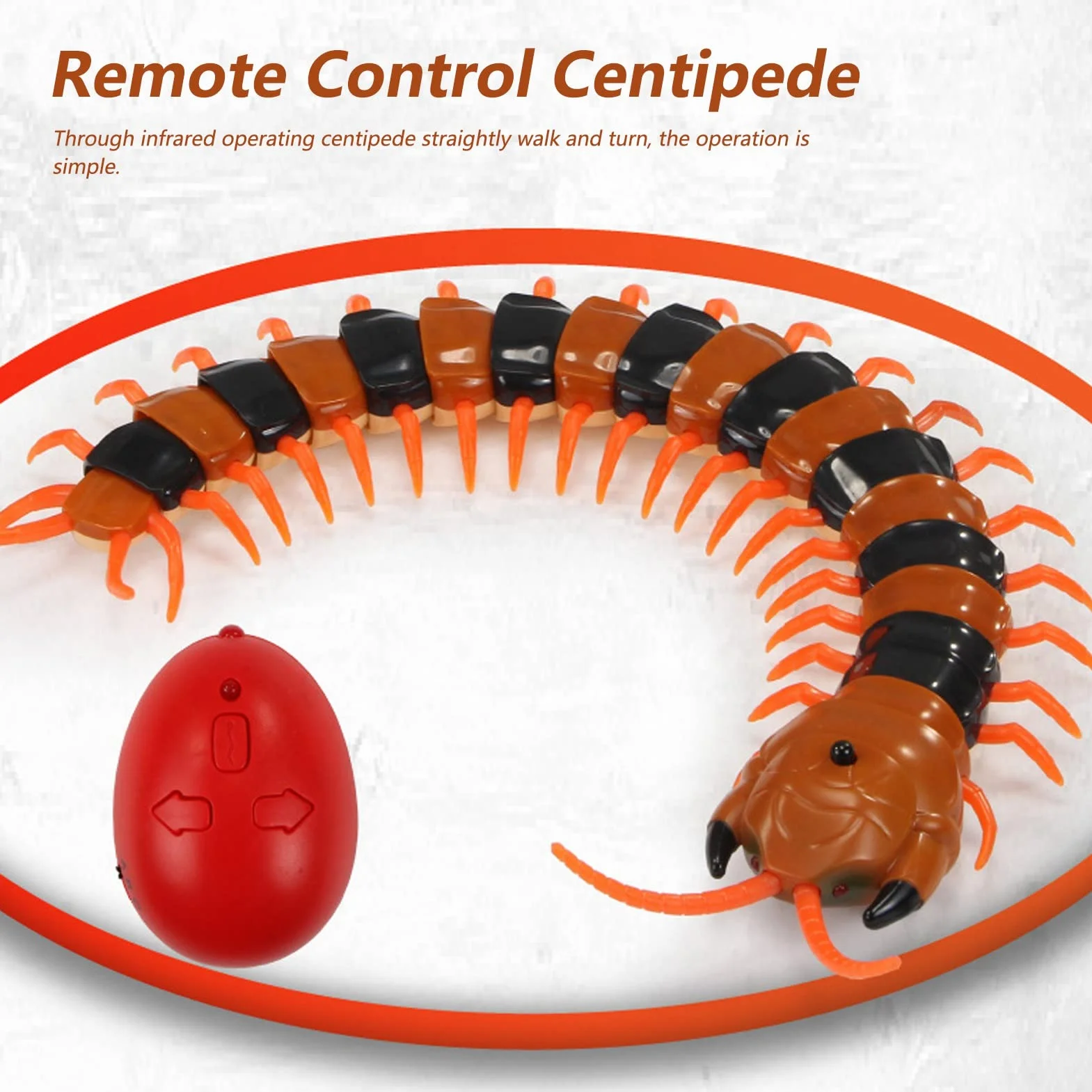 Giocattolo Millepiedi Telecomandato Simulazione Realistica di Scolopendra Funzionamento a Infrarossi Corpo Flessibile in Rapido Movimento Occhi Lampeggianti Trucco per Bam