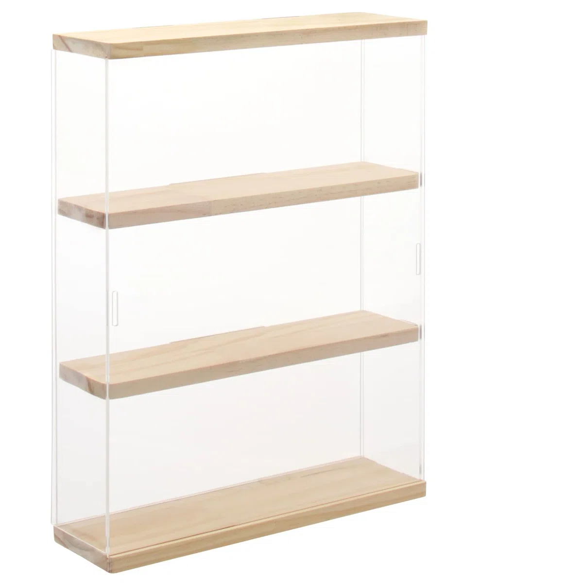 Nonemey Vetrina in Acrilico Trasparente a 3 Livelli,Teca Espositiva di Immagazzinaggio Vetrina Appesa alla Parete,Organizzatrice Antipolvere Vetrina Espositiva per Collezionismo(Legno,30*8.5*37.8 cm)