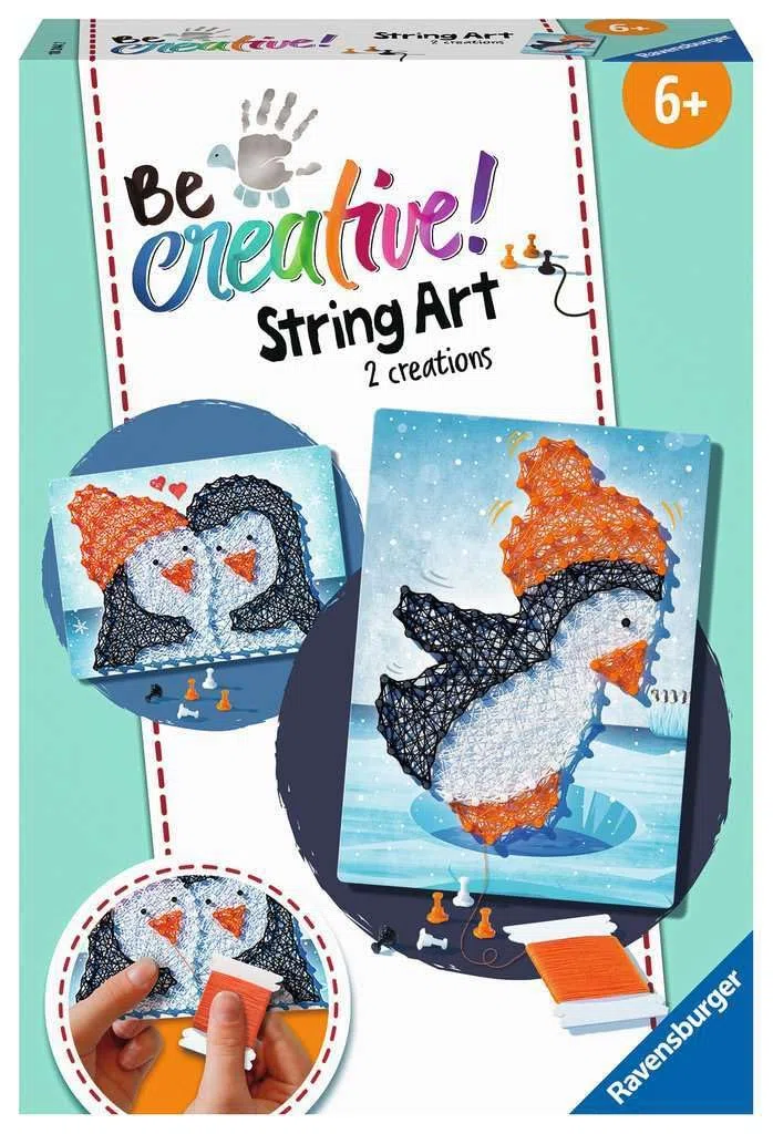 Ravensburger – Be Creative – String Art Midi – Penguin – Pinguino – Quadro in filo teso – Creazione di oggetti – Tempo libero – Attività rilassante e creativa – Da 6 anni – 18244