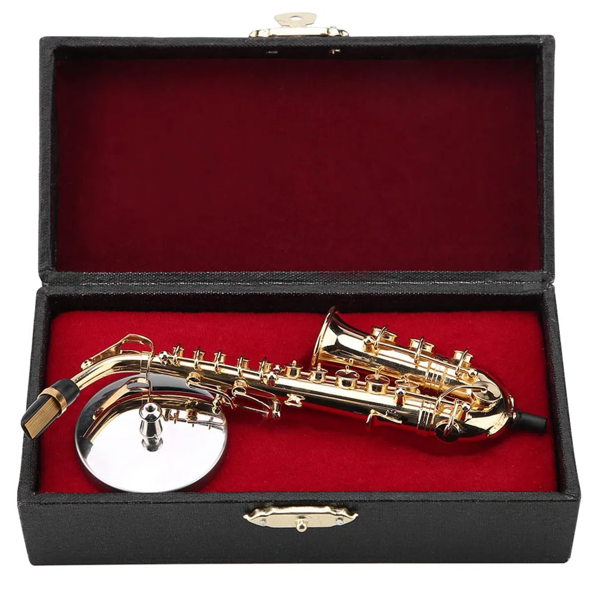 Sassofono Contralto in Miniatura, Modello di Sassofono con Supporto e Mini Strumento Musicale Ornamenti Modello Strumento Sassofono Ornamenti Musicali Placcati Oro