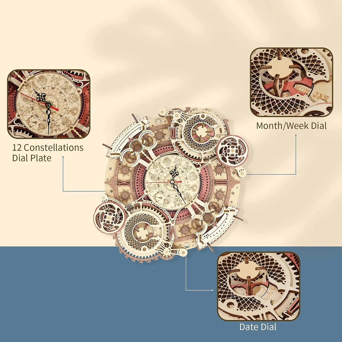 ROKR Puzzle in legno 3D Orologio Modellismo da costruire per adult Decorazione per la casa Regalo(LC601)