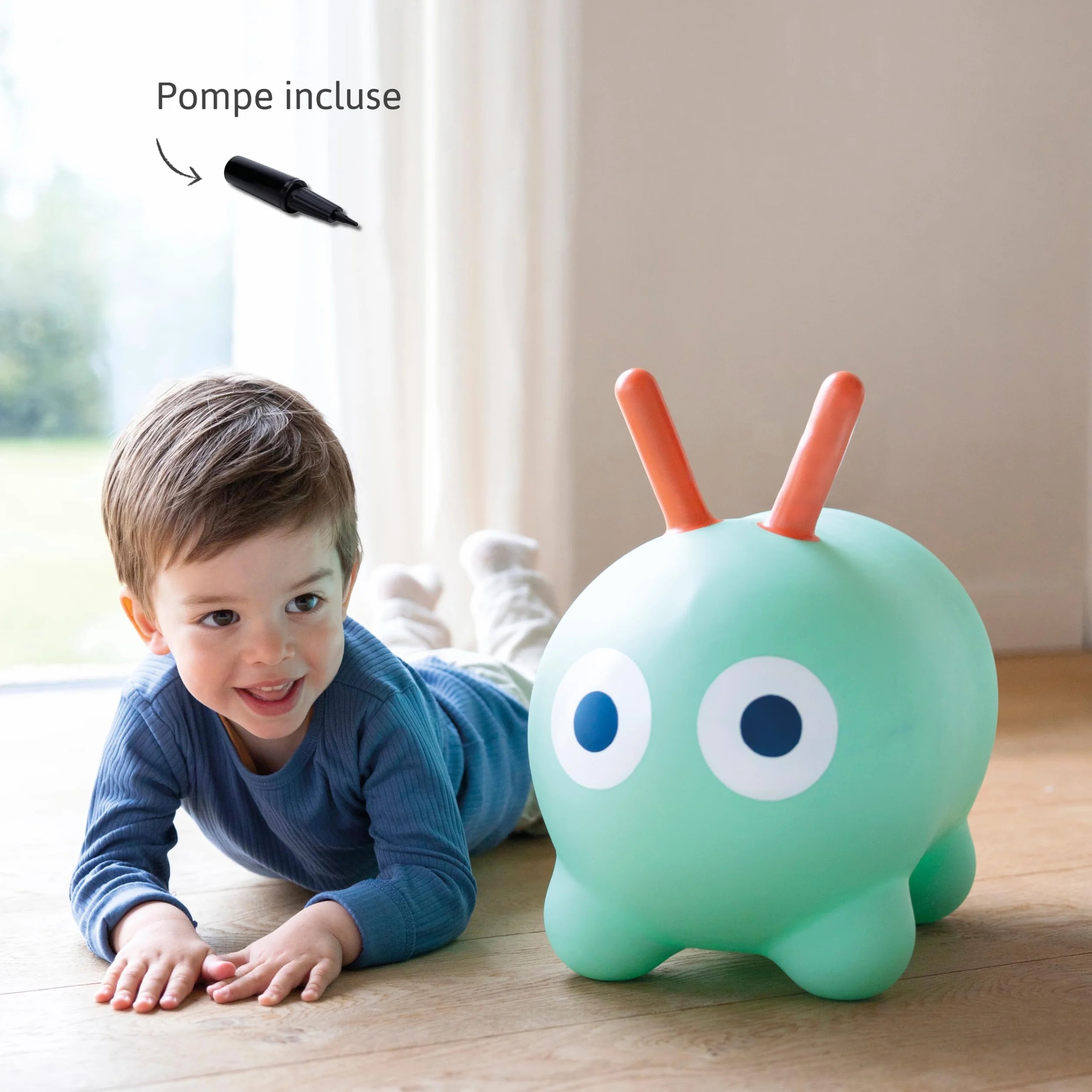 QUUT - Skippi Animal Sauteur - Giocattolo saltatore gonfiabile - interno ed esterno - Pompa inclusa - 35 x 46 cm - Regalo - Design - a partire da 12 mesi (verde menta)