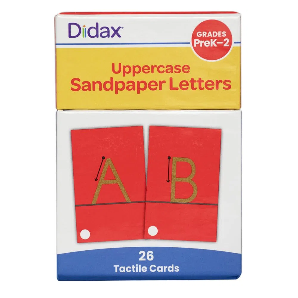 Didax Lettere di Carta vetrata, maiuscolo, Sabbia, Multicolore, 4-1/4 X 2-5/8 Pollici