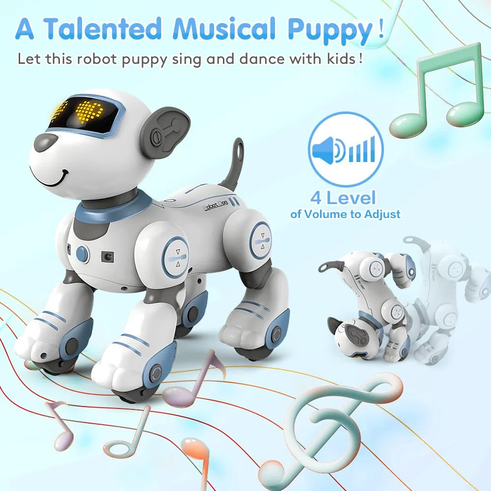 VATOS Bambini Giocattolo Robot Cane Interattivo Tocco e Segui con 17 Funzioni, Danza Programmabile Musica RC per Ragazze 3-12 Anni