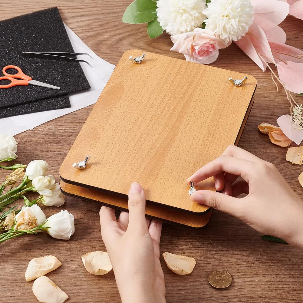 BENECREAT Kit per Spremitura Fiori, Kit per La Stampa di Fiori per Piante Rettangolari da 24x18 cm per Adulti, Kit per La Conservazione dei Fiori in Legno per La Realizzazione di Foglie