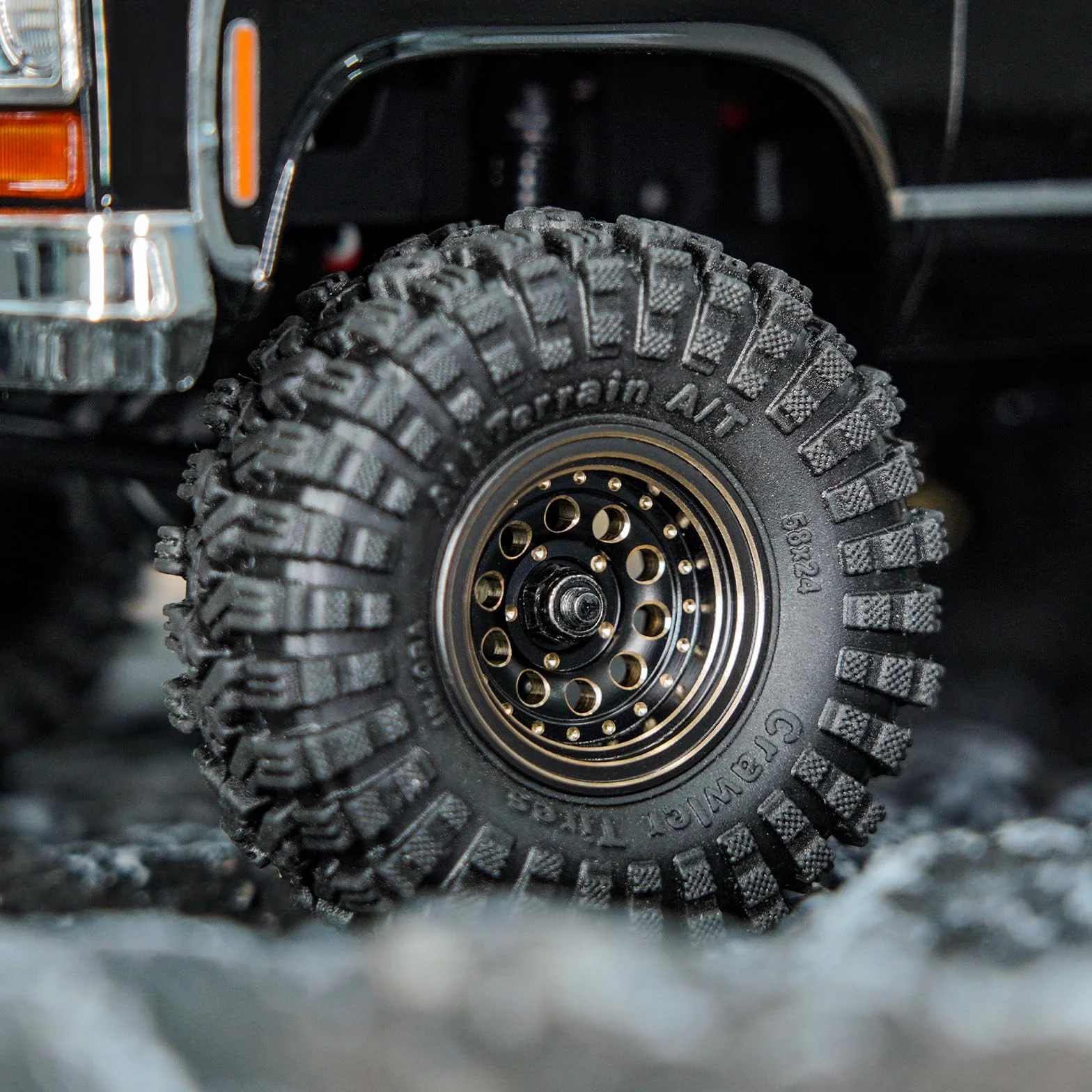 INJORA Ottone Rivestimento Nero 1.0 Pneumatici Beadlock Cerchi per Axial SCX24 AX24 TRX4M FCX24 Upgrade 1/24 1/18 RC Crawler Auto,Ottone