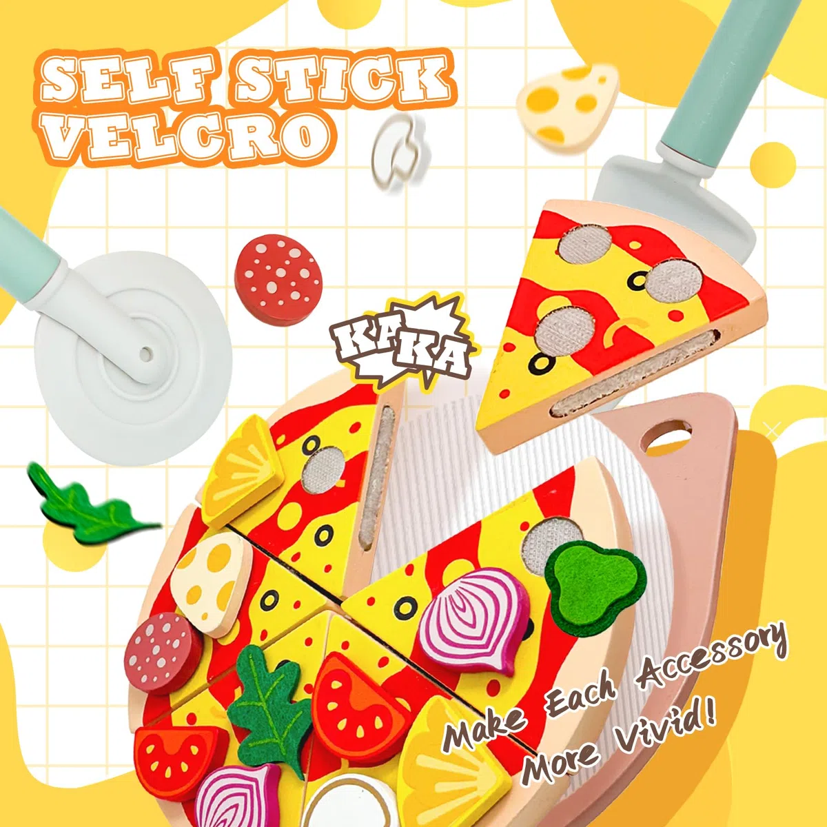 Set di pizza in legno per alimenti – cucina per bambini accessori per la cucina dei giochi in legno – accessori per la cucina dei bambini, giocattolo educativo di ruolo, regalo per bambini
