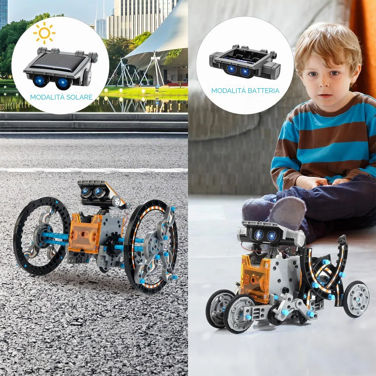 14 in 1 Robot a Energia Solare, STEM Robot Science Toys Kit Giocattolo per Bambini, Giocattoli Educativi Robot Solare, DIY Building Toy per Bambini Ragazzi e Amanti della Scienza (Grigio)