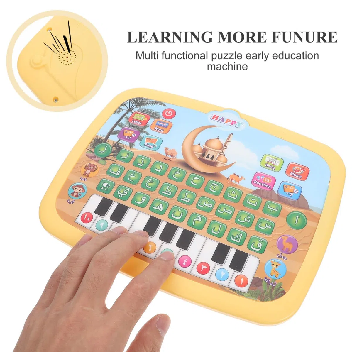 ibasenice Macchina di apprendimento Arabo interattiva per Bambini – Giocattolo educativo precoce con Musica Alfabeto e Suono per Bambini in età prescolare – Pad educativo per Lo Sviluppo del