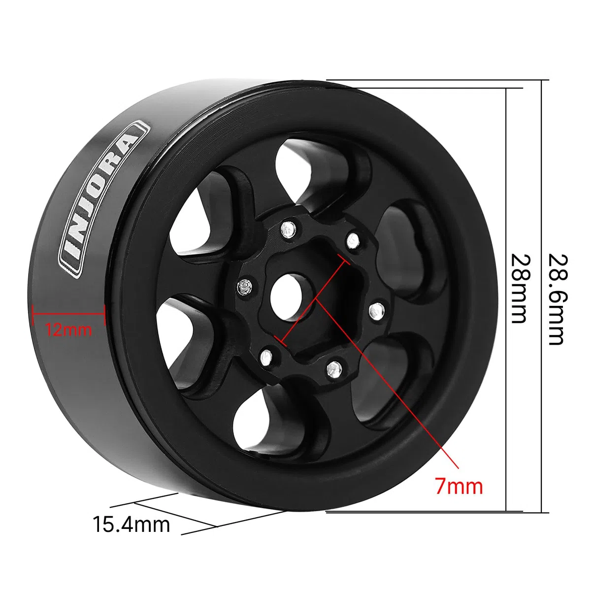 INJORA Cerchi in Alluminio con Beadlock 1.0" Offset Negativo per TRX4M Ascent18 SCX24 FCX24 1/24 1/18 RC Crawler