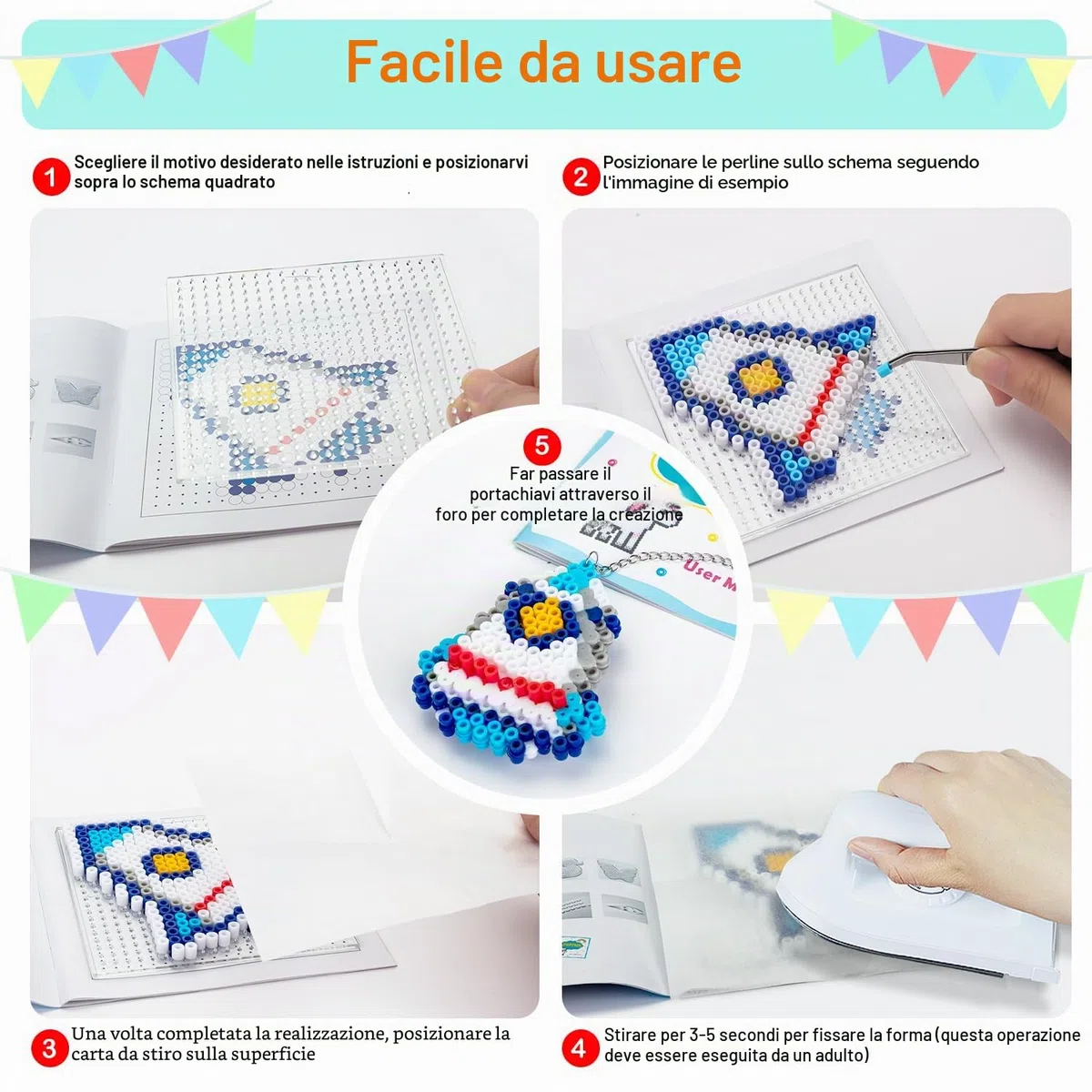 SLEMAKO Perline da Stirare, 10600 creativo Perline a Fusione con Custodia Trasparente, 6 Pegboard, Guida Utente, Set Creativo per Gioielli e Decorazioni Fai Da Te, 5MM Idea Regalo per Bambini e Natale