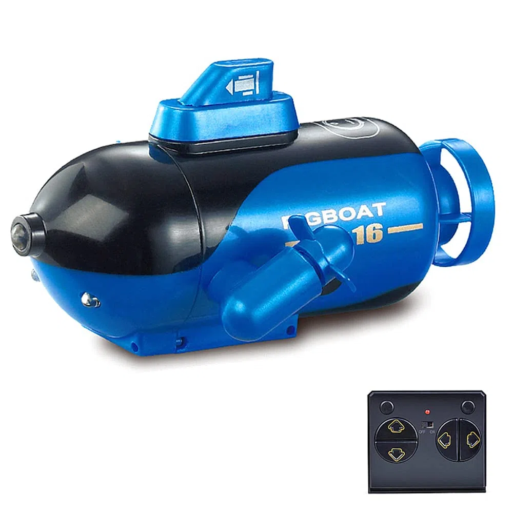 Goolsky Mini sottomarino telecomandato, 4 canali telecomando avanti/immersioni, retromarcia/emergenza, curva a sinistra, curva a destra gialla