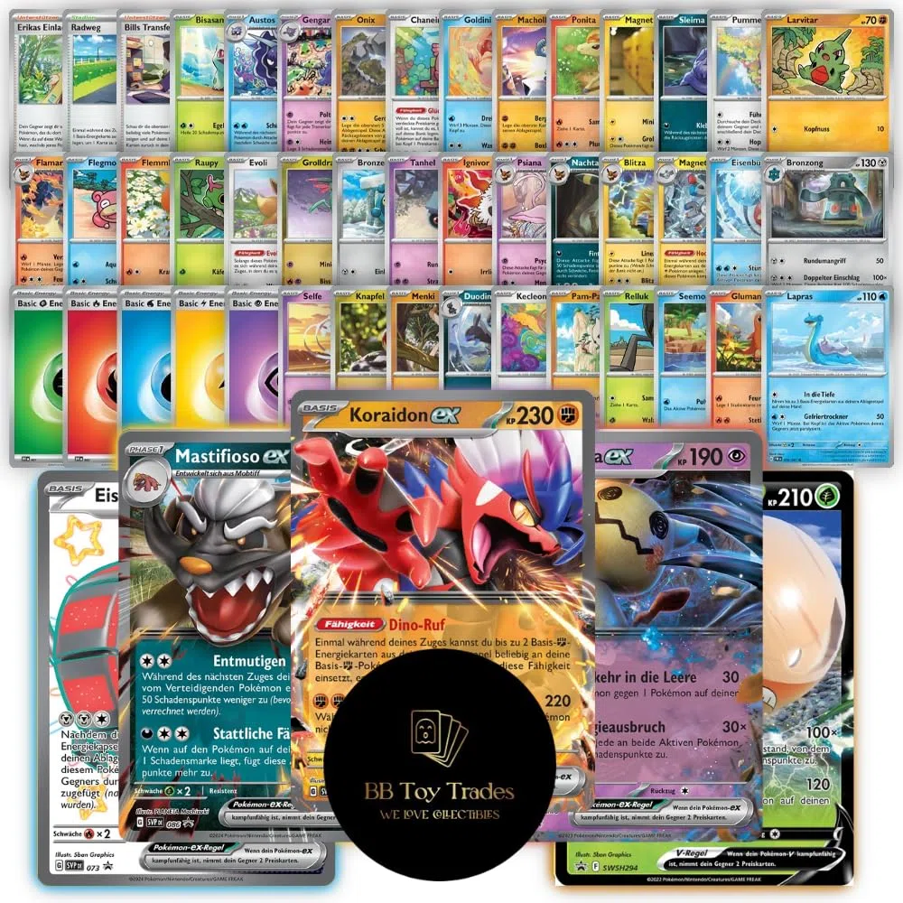 50 carte Pokemon + rare GX EX o V Card Starter Pack con allenatori ed energia, confezione di carte da collezione in BB-Toy-Trades