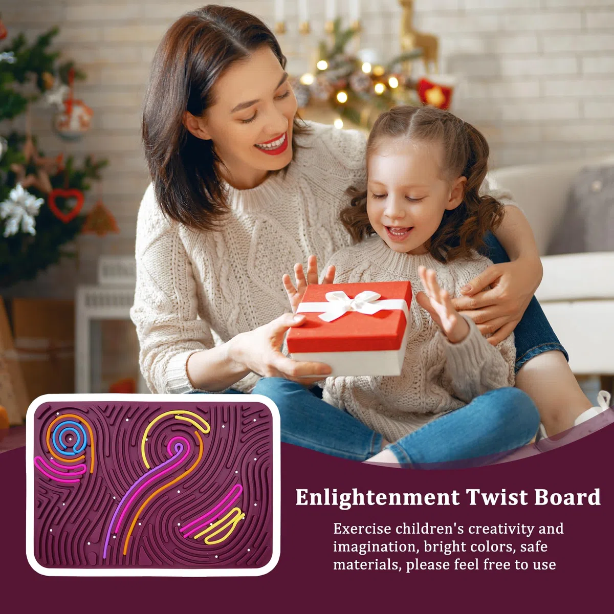 OMJMYY Sensory Activity Board 20 x 29.5 cm Tavola da attività Sensoriale Silicone Fidget Toy con Borsa da Viaggio e 40 Corde per Bambini e Adulti ADHD Ansia Stress Autismo (Rosso Scuro)