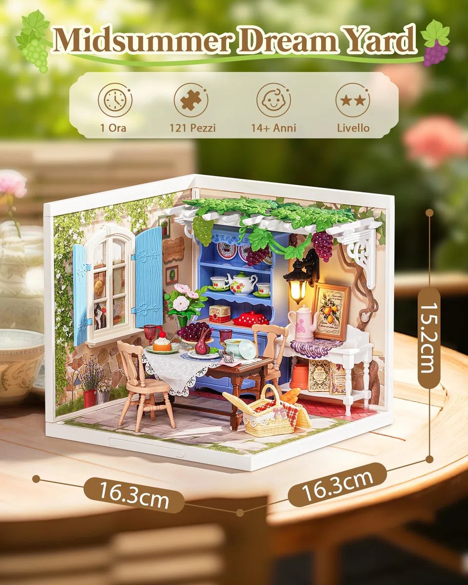 Rolife Super Creator Midsummer Dream Yard, kit fai da te in miniatura, casa delle bambole e oggetti da collezione per action figure, kit di modelli per adulti da costruire, compleanno creativo per