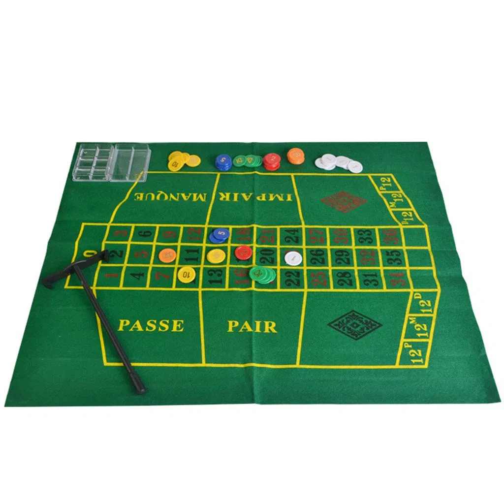 Roulette da Casinò 25,4 cm Set di Gioco con Tovaglia, Chips, Rastrllo, Palle d'Acciaio, Per KTV Party Game, Età 120 Mesi+