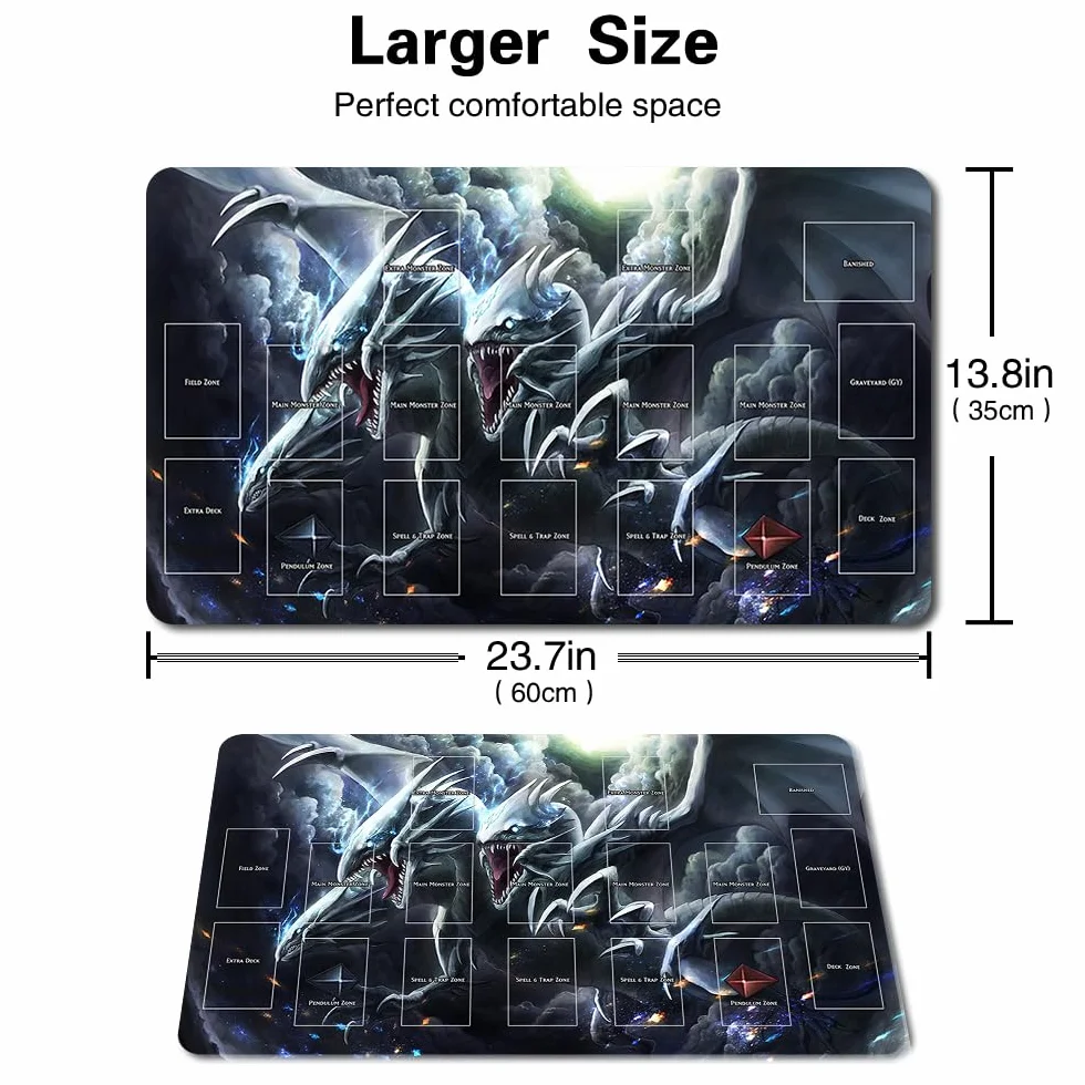 Tappetino da gioco da tavolo TCG + sacchetto senza regalo + con zone di carte, tappetino per tavolo da gioco di carte YGO, dimensioni 60 x 35 cm, compatibile con carte da collezione (YGO-G-10-JH)