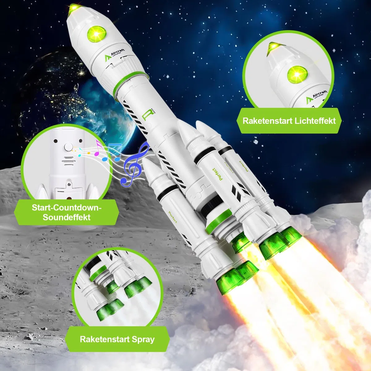 Herenear Space Shuttle Giocattolo,Razzi e Navi Spaziali, Razzo Spaziale Giocattolo con Astronaut, Giocattoli Razzo STEM 5 in 1 Regalo per Ragazzi e Ragazze
