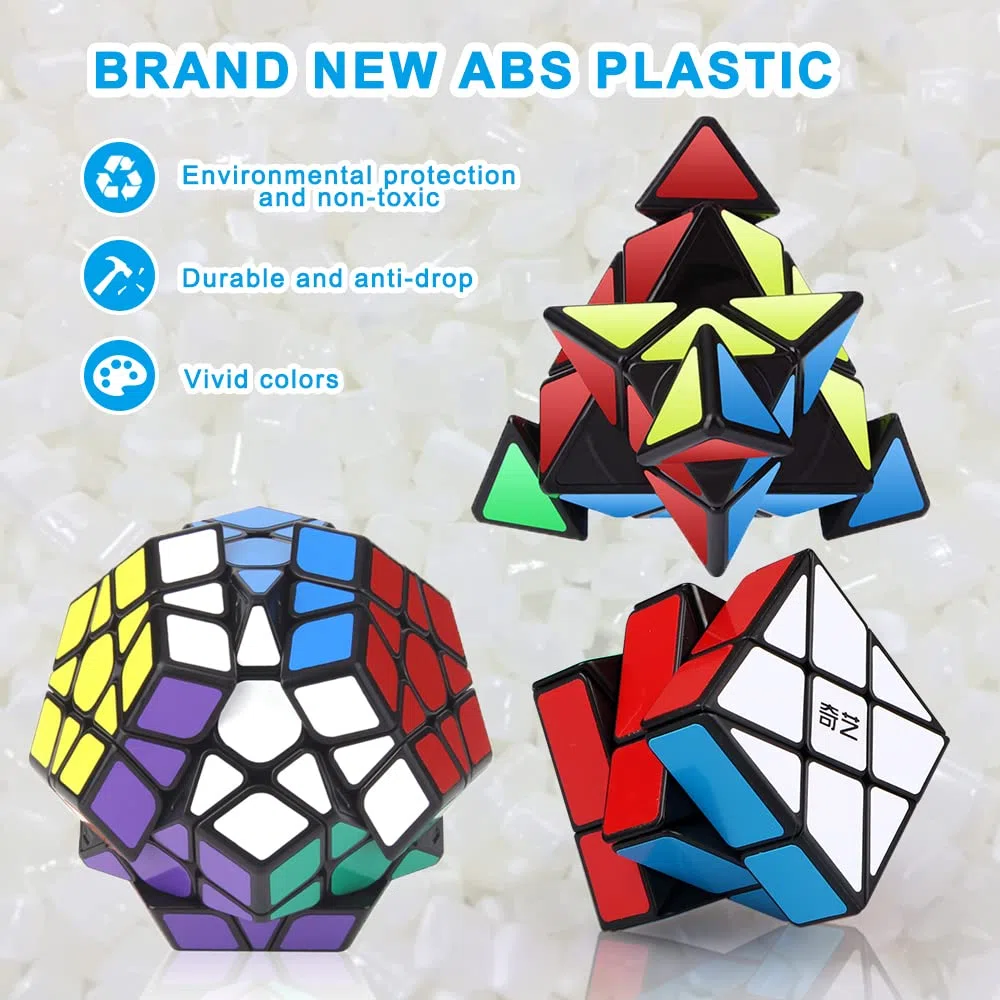 ROXENDA Speed Cube Set, Piramide Dodecahedron Windmill Cube - Puzzle Magico Cubo di Velocità Collezione per Bambini e Adulti [3 Pack]