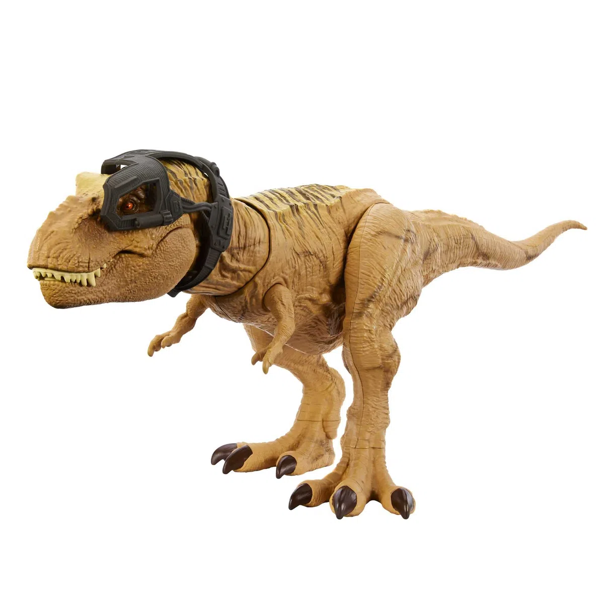 Mattel Jurassic World - T-Rex Caccia e Divora, dinosauro action figure con azione d'attacco doppio morso, suoni e attrezzatura di tracciamento, giocattolo per bambini, 4+ anni, HNT62