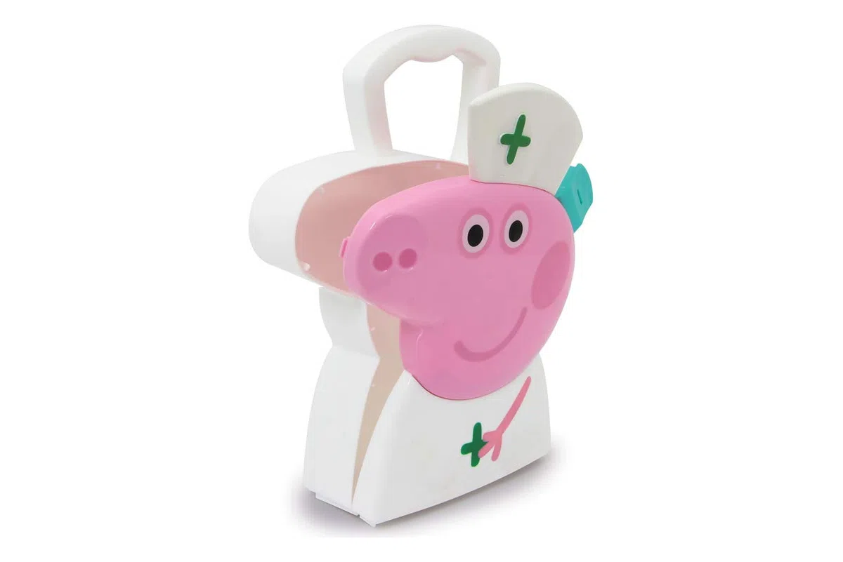 Jamara Set di 10 Pezzi di Valigetta, Robusta e maneggevole, Utensili per Medici Adatti ai Bambini per Giochi di Ruolo, Simpatico Design Peppa Pig, Colore Bianco, 410095