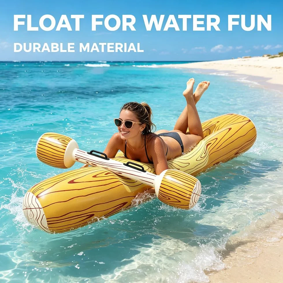 4 Pz Set Giocattoli Gonfiabili Galleggianti a Remi, Da Mare, Battle Log Pool Zattere Festa, Festa in Piscina Giochi Sportivi Acquatici Zattere Originali Giocattoli Galleggianti per Adulti
