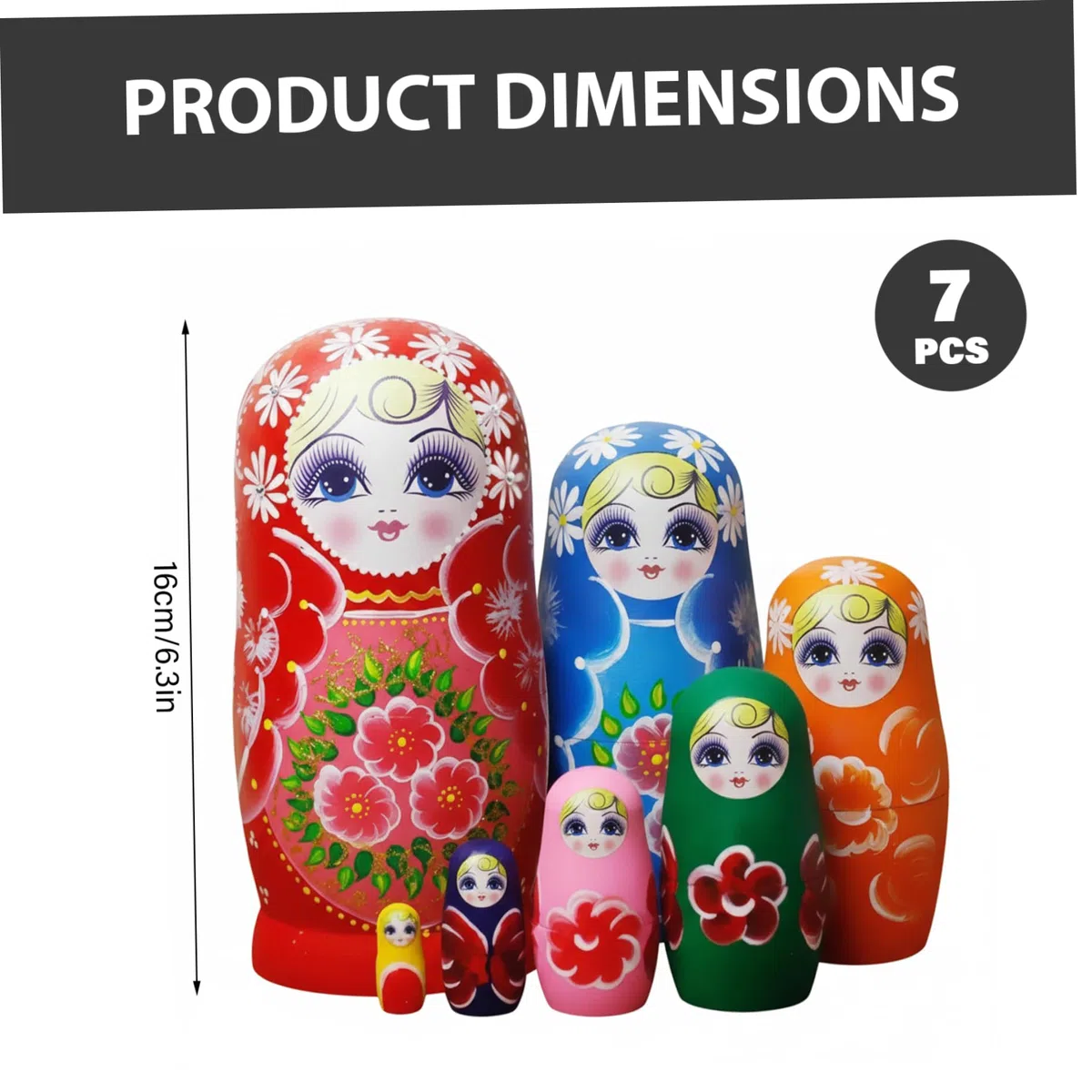 Set di 7 bambole russe che nidificano, matrioska in legno con stampa girasole, giocattolo decorativo per collezionisti di bambini e adulti