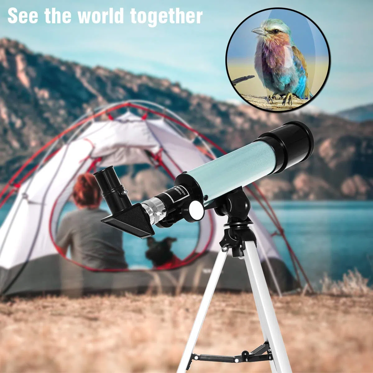 Telescopio astronomico per bambini, telescopio astronomico professionale 90X con treppiede, 2 oculari di ingrandimento, lente di Barlow 1,5x, giocattoli educativi per bambini
