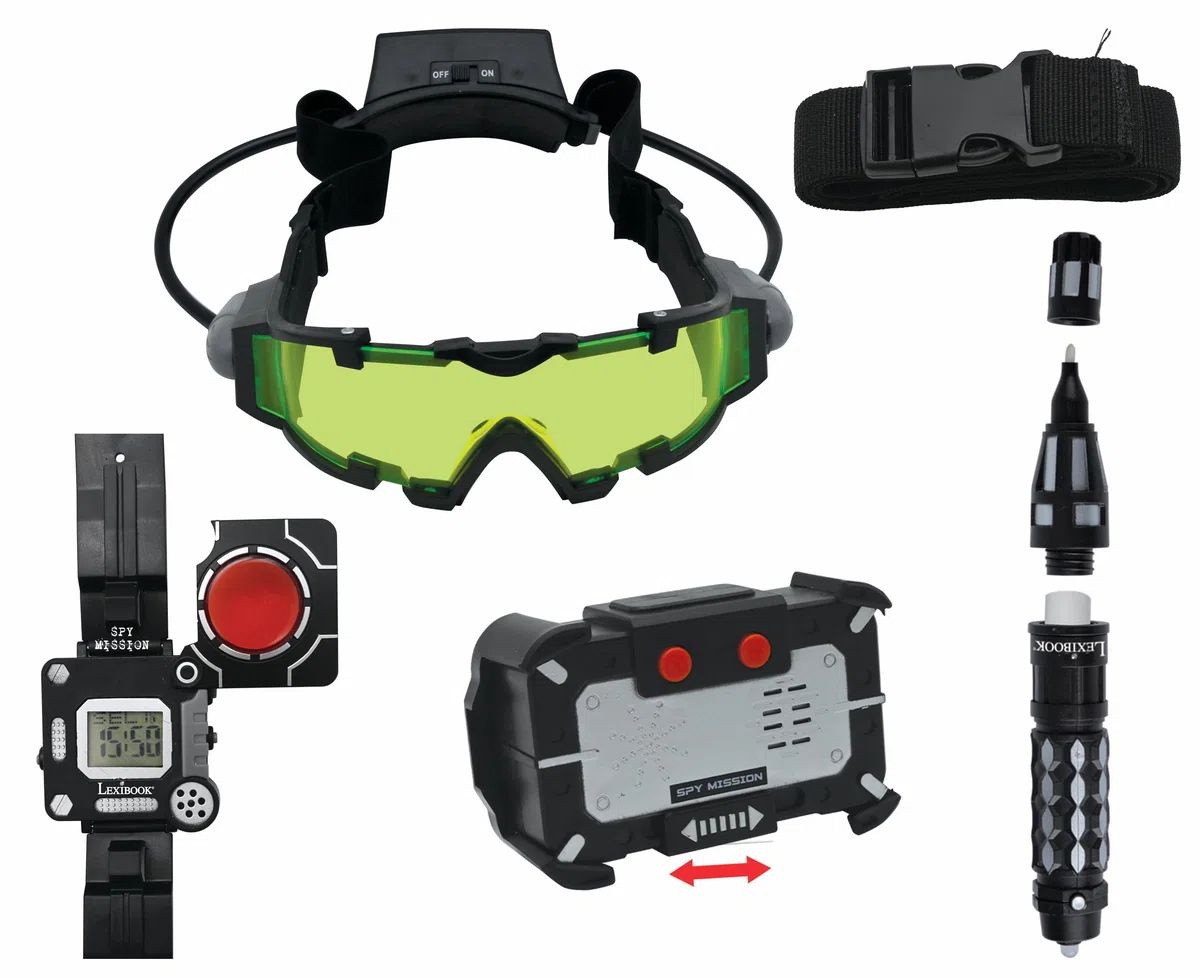 Lexibook, Spy Mission, Kit Completo da Spia (Penna a Inchiostro Invisibile, cambiavoce, Occhiali per la Visione Notturna, Orologio decodificatore), per Bambini, RPSPY10