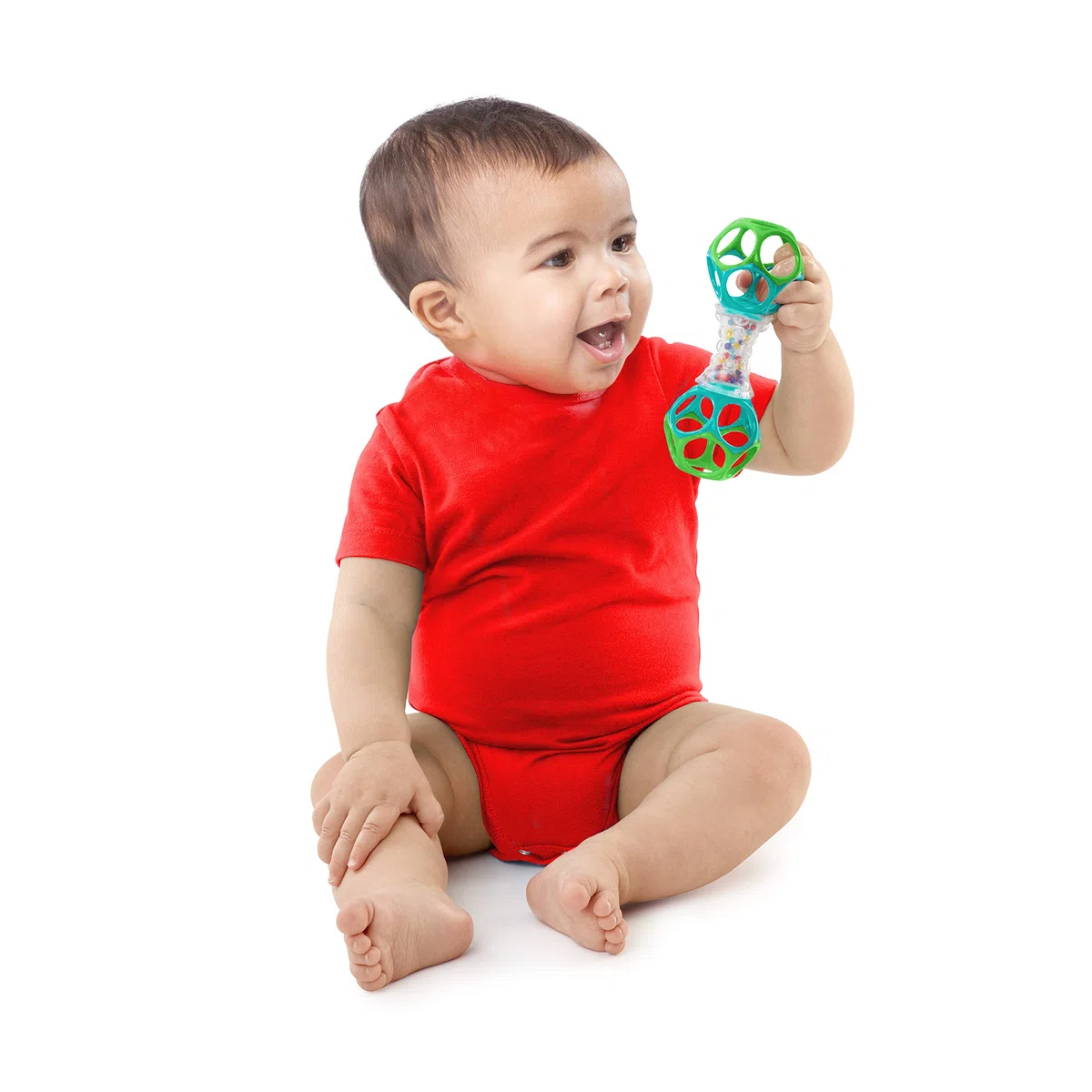 Bright Starts, Set di giocattoli Little Shakers - 6 sonagli e anelli per la dentizione senza BPA, unisex, dai neonati in su