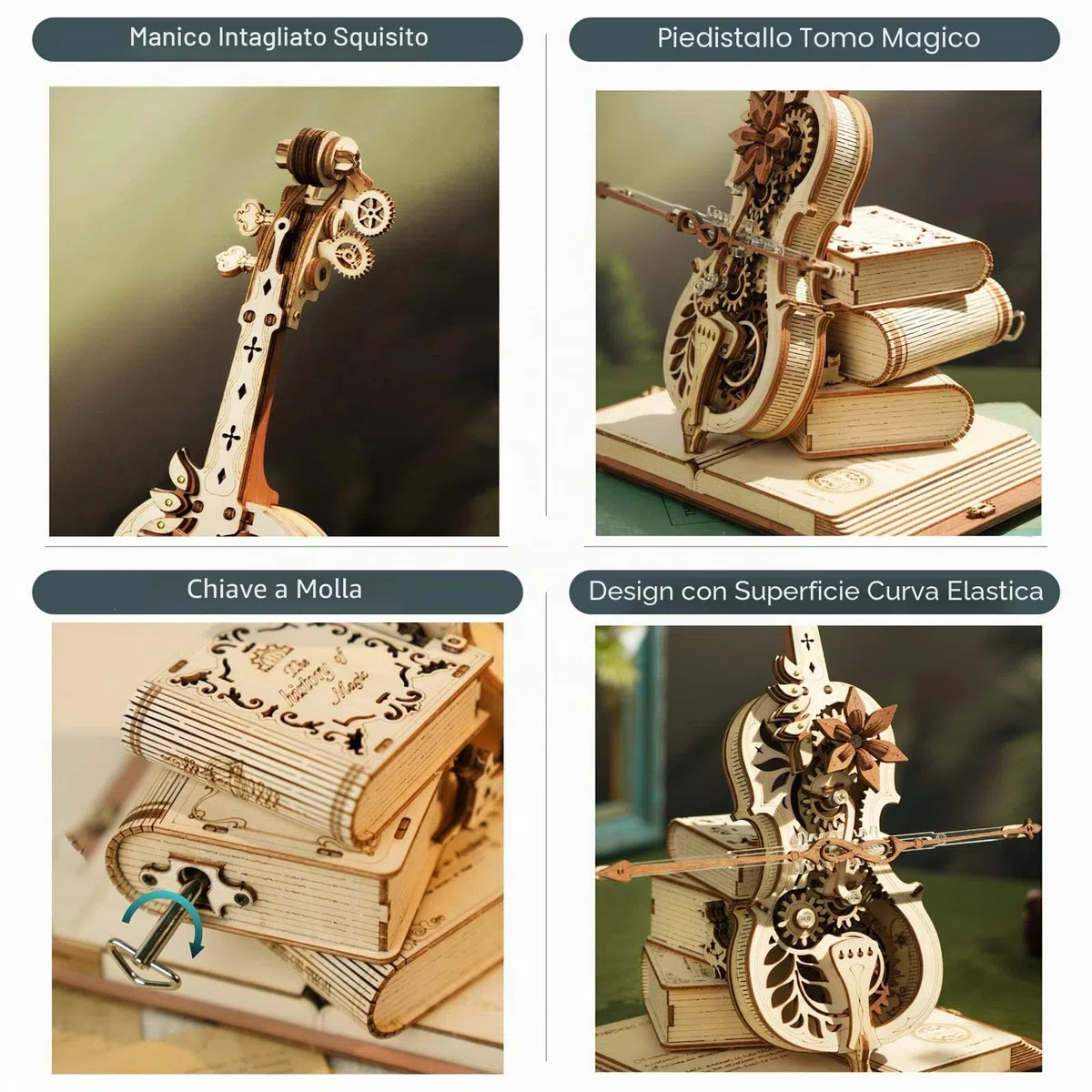 ROKR Puzzle Legno 3D Violoncello Modellismo da Costruire Adulti Bambini Regali di Compleanno, Magic Cello