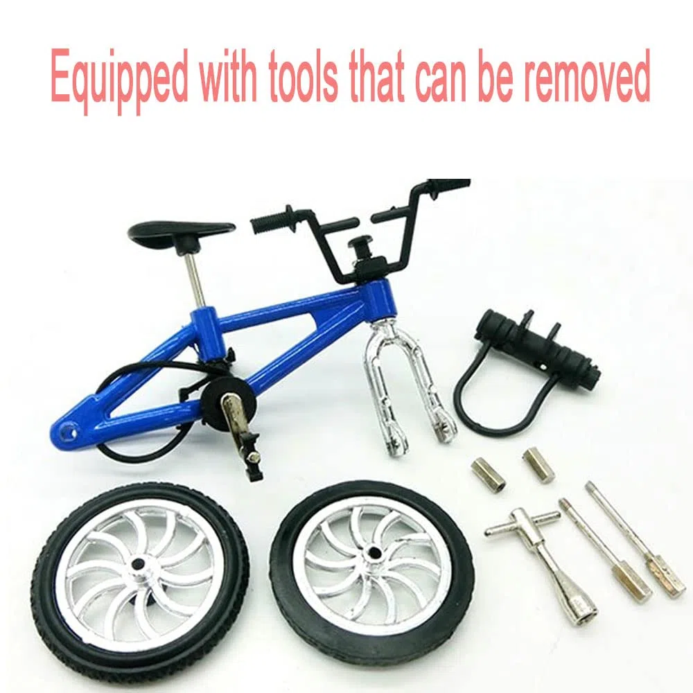 Morofme Set di 18 mini giocattoli per dita, skateboard per dita, bicicletta, monopattino, minuscolo, punta delle dita, ruote di ricambio, attrezzi