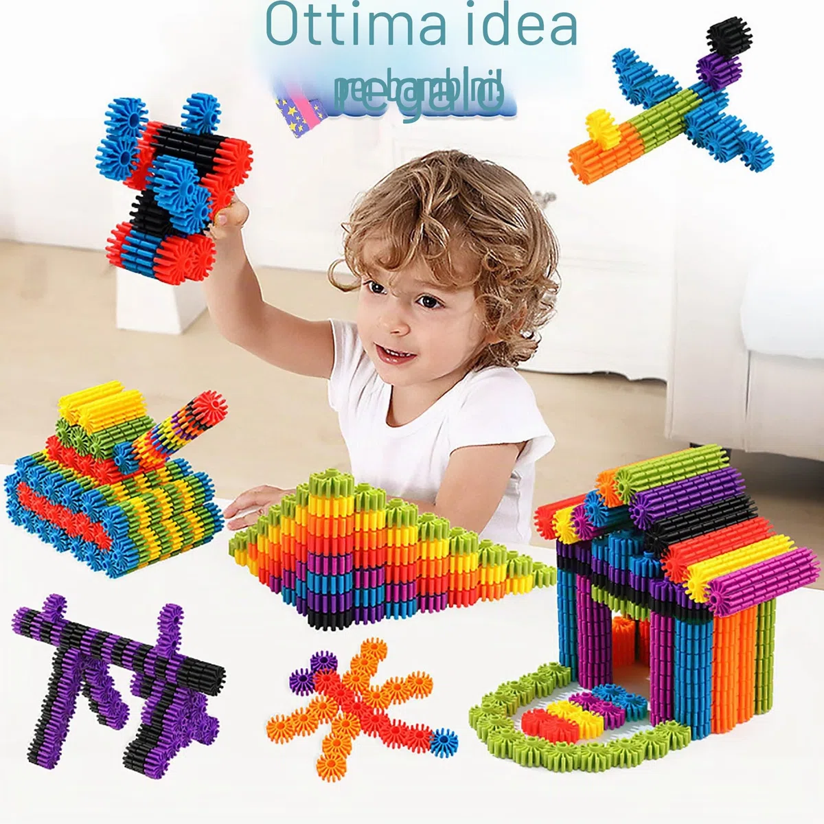 SIENIANLINE Gears Interlocking Learning - Set di Costruzioni per Principianti Gears, Set di Giocattoli da Costruzione Giocattoli da 180 pezzi - 10 colore