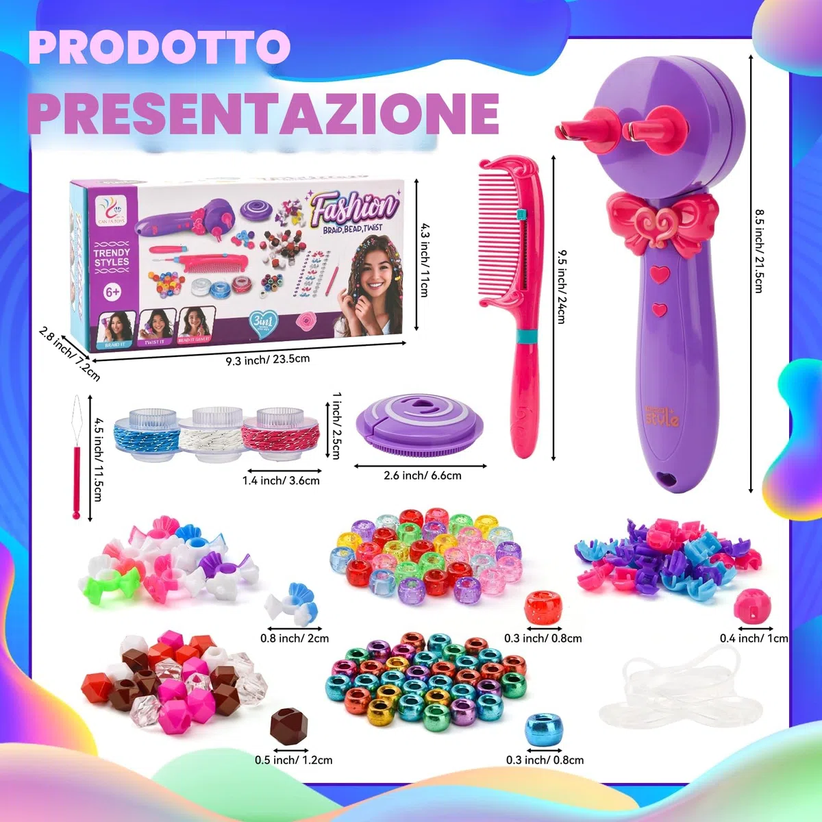 3-in-1 Macchina per Trecce Capelli Automatico, Set Treccine Magiche Bambina con Accessori Fai Da Te, Treccine Capelli Bambina Giocattolo Regalo per Bambine dai 3 ai 12 Anni