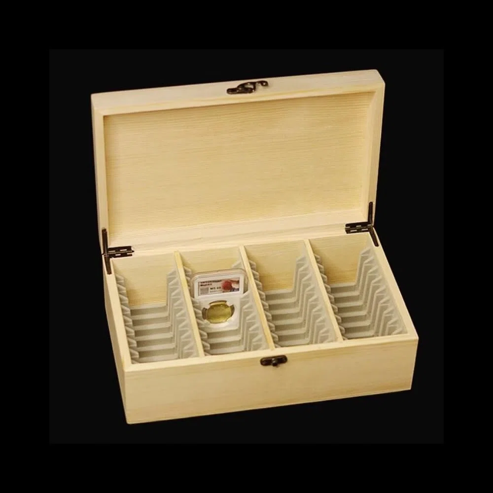 Scatola di Stoccaggio e Display in Legno Contenitore per Collezioni Adatta per 40 PZ di Monete Classificate PCGS NGC Slabs Supporto per Collezione di Monete e Accessori