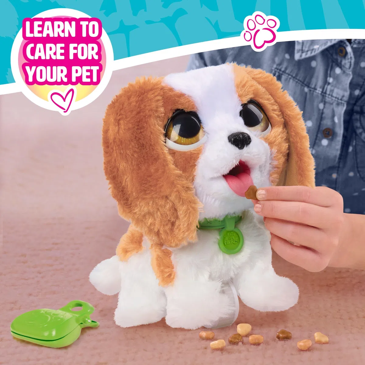 Just Play Peluche interattivo di Cavalier King Charles Spaniel furReal Poop-a-Lots, cucciolo di peluche che cammina da 20,3 cm, giocattoli per bambini dai 4 anni