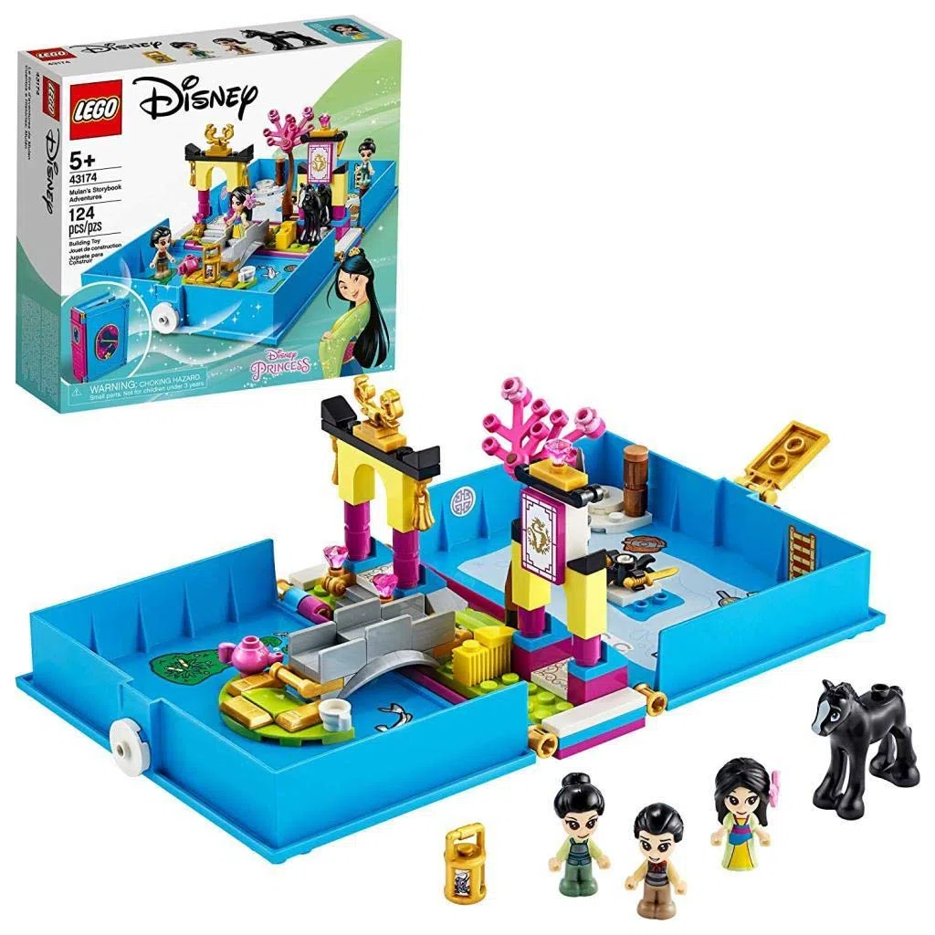 LEGO Disney Princess Il Libro delle Fiabe di Mulan, Playset con la Figura di Khan Il Cavallo, Giocattolo in Valigetta da Viaggio, 43174