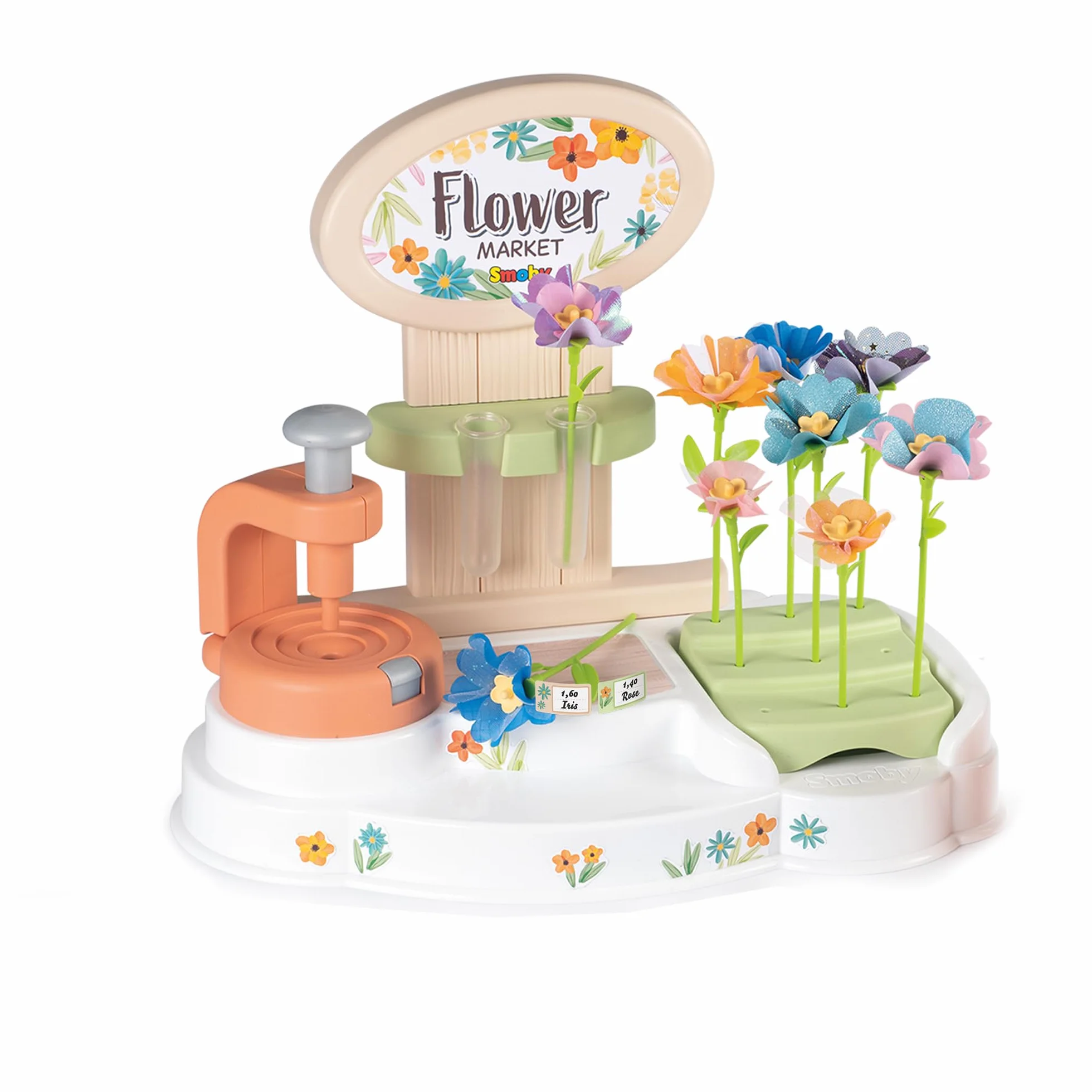 Smoby - Flower Market, Il Laboratorio dei Fiori, 7600350407, +3 Anni, Crea i Tuoi Fiori, 104 Accessori, Made in France