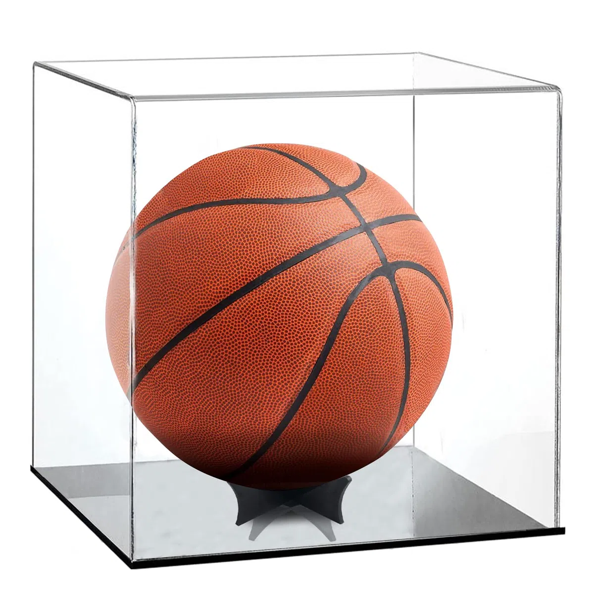 AUSTUFF Vetrina trasparente da pallacanestro da calcio, pallacanestro, scarpe da ginnastica espositore in acrilico per cimeli sportivi da collezione grande custodia a cubo per autografi