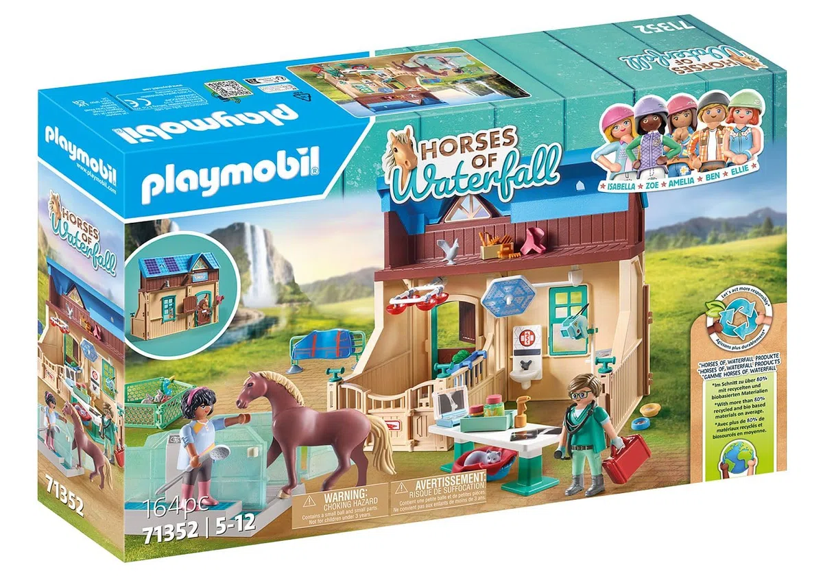 PLAYMOBIL Horses of Waterfall 71352 Stalla con Veterinario, guarigione Rapida degli Animali Malati Grazie a Phil, Giocattolo sostenibile per Bambini dai 5 Anni in su