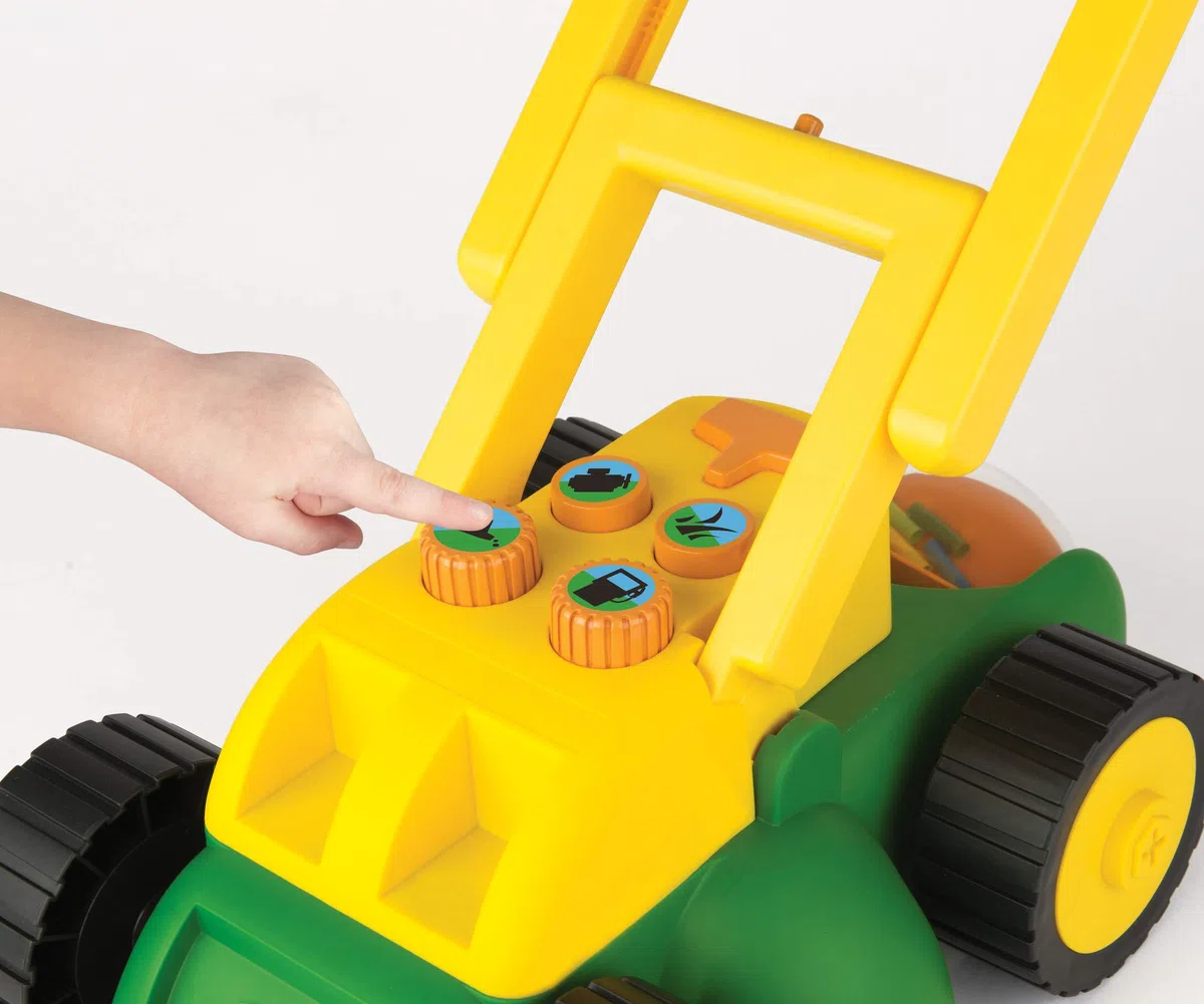 John Deere 35060 Tosaerba elettronico, giocattolo per bambini, verde, 37,5 x 16,0 x 20,3 cm