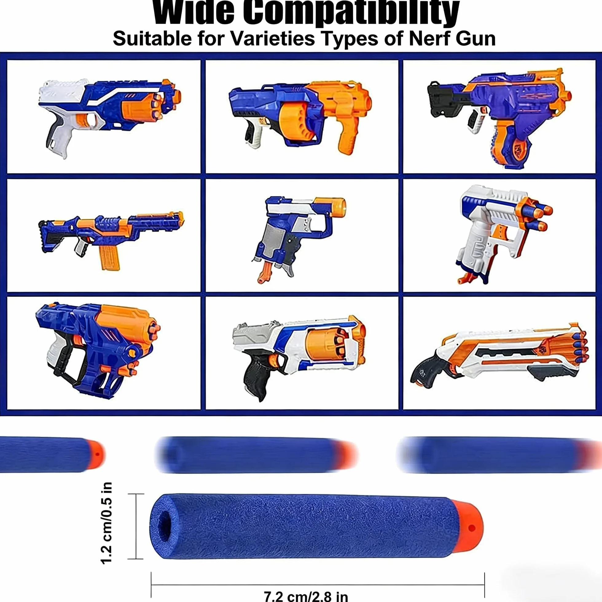 400 Pezzi Dardi Proiettili, 7.2cm Proiettili per Pistole Nerf Fortnite per Pistola Nerf N Strike Elite Blaster Ricambio Munizioni Ricarica Compatibili, Colpi Munizioni Accessori Pallottole