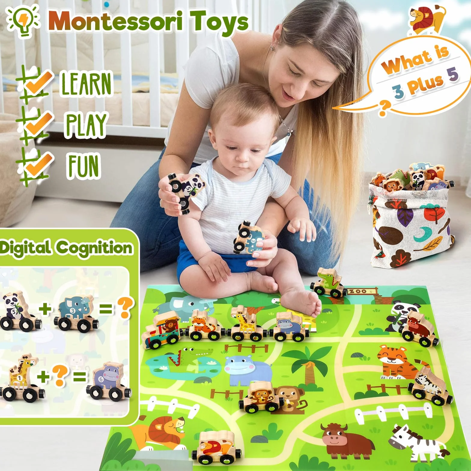 Montessori 1 2 3 Anni, Regalo Bambino 1 Anno Gioco Bambino 2 Anni Giochi Educativi regalo per bambino e bambina 2-3-4 anni giocattolo per bambini trenino magnetico giocattolo in legno 2-3 anni