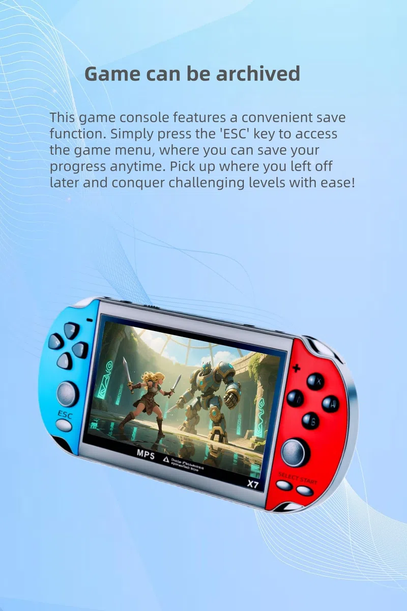Console per videogiochi portatile YHFITN con schermo IPS da 4,3" - Giochi integrati, supporto uscita TV, con batteria ricaricabile, divertimento classico per tutte le età