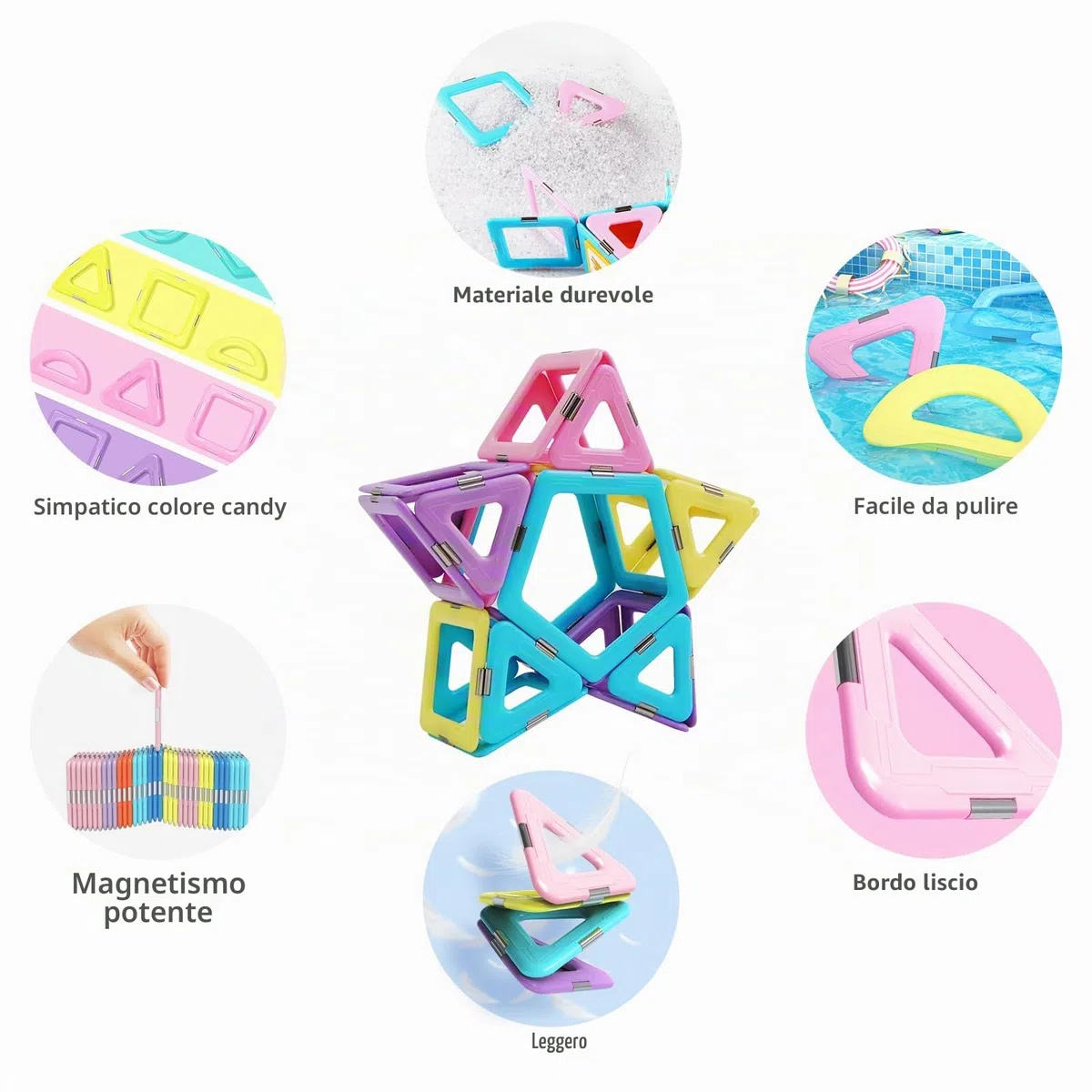 Magblock Magnetico Costruzione Costruzione Giocattoli 52 Pezzi Blocchi Magnetici Gioco Set Per Ragazzi e Ragazze Creatività Apprendimento STEM Giocattoli Magneti Piastrelle Regali per Bambini