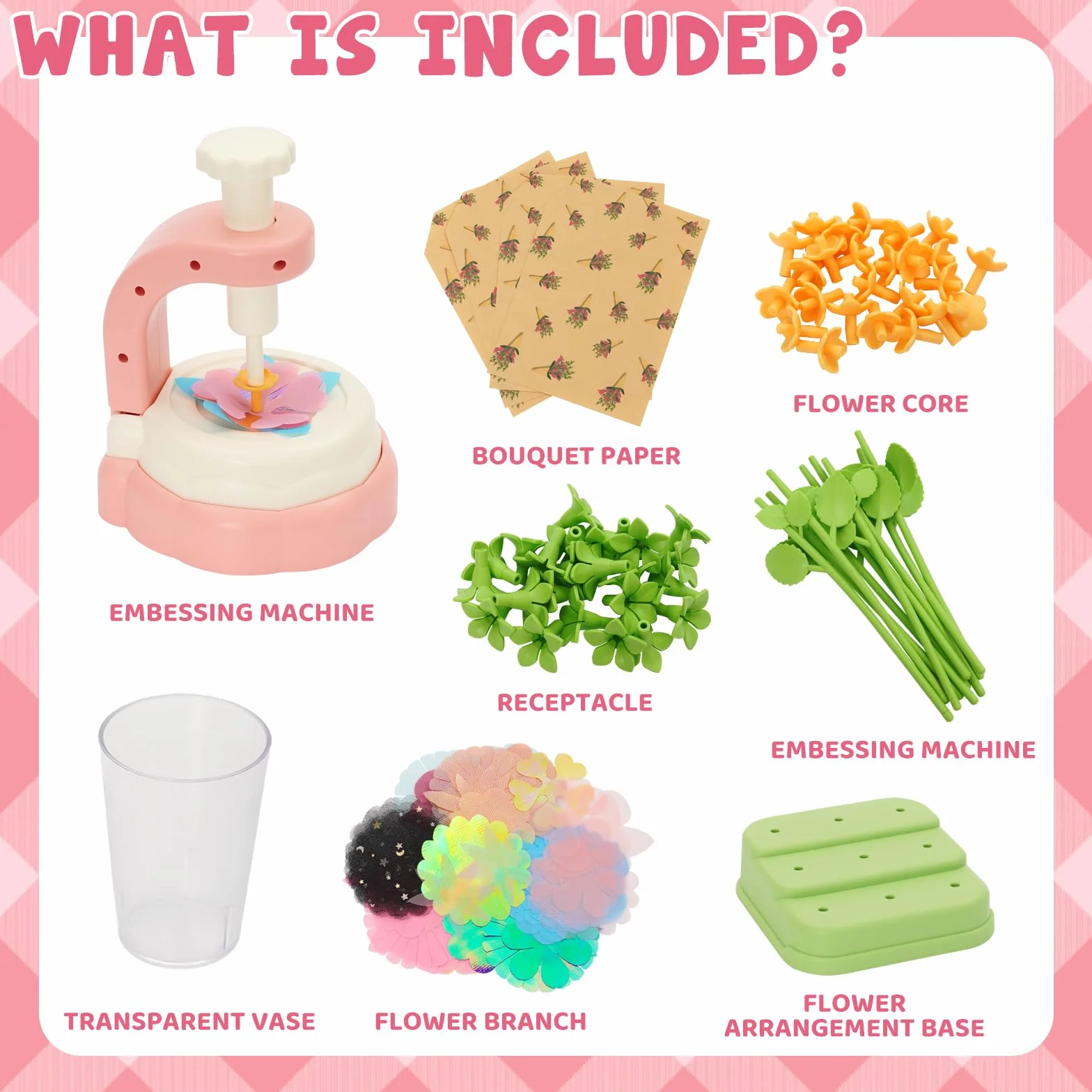 Ark miido Laboratorio Dei Fiori, Kit Artigianale con Macchina Produzione Fiori per Bambini, Flower Market, Regalo Giocattoli Creativo per Bambina 4 5 6 7 8 9 10 Anni Rosa