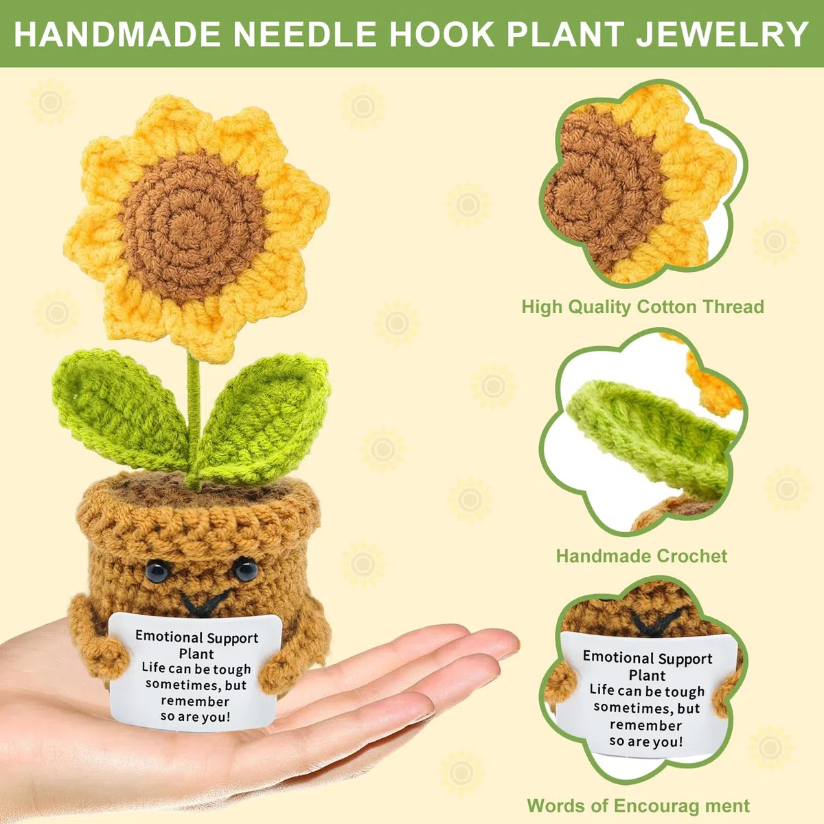 Abbraccio Tascabile Girasole Piccoli Regali, Abbraccio Tascabile Ape Portafortuna Regali, Peluche all'uncinetto per Regalo Incoraggiamento, Regalo Iscrizione Scuola (2 Pezzi)