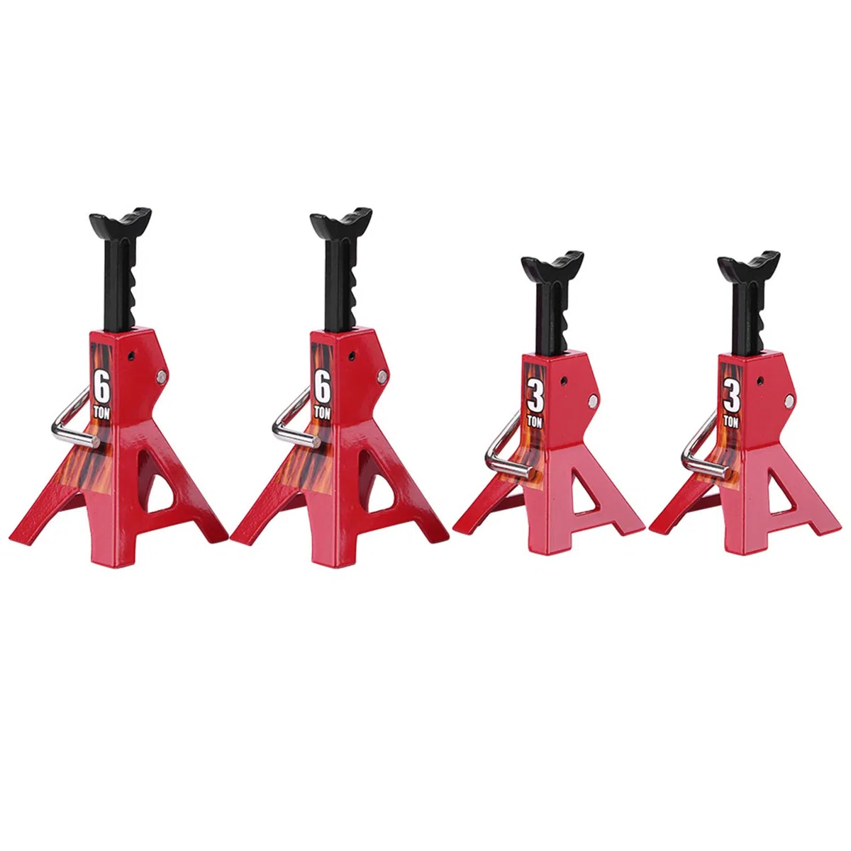 Oumefar RC Jack Stand, 4 Pezzi Metallo 6 TON 3 TON Simulazione Jack Supporti ASSE Supporti Accessori Auto RC per D90 Axial Wraith SCX10 1/10 RC Crawler Car